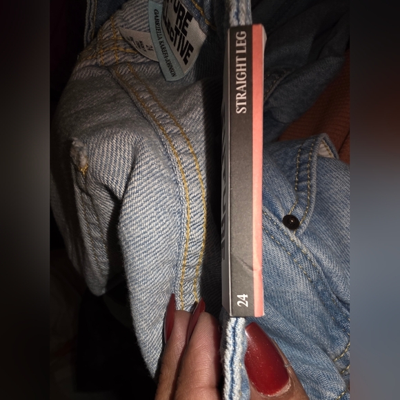 Future Collective Women's Light Blue Straight Leg  Raw Hem Jeans Plus - Picture 3 of 7